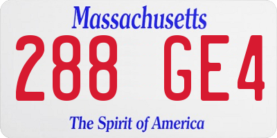 MA license plate 288GE4