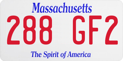 MA license plate 288GF2