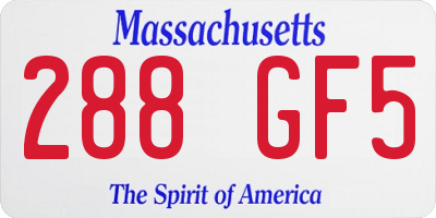 MA license plate 288GF5