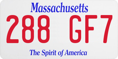 MA license plate 288GF7