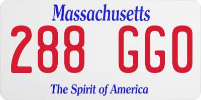 MA license plate 288GG0