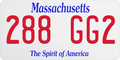 MA license plate 288GG2