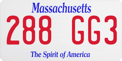 MA license plate 288GG3