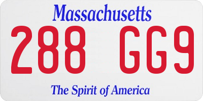 MA license plate 288GG9