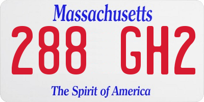 MA license plate 288GH2