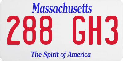 MA license plate 288GH3