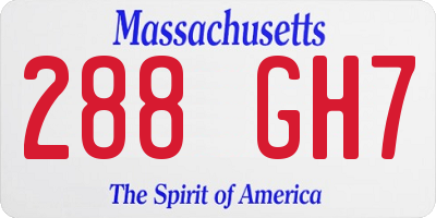 MA license plate 288GH7