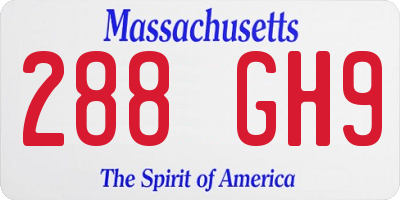 MA license plate 288GH9