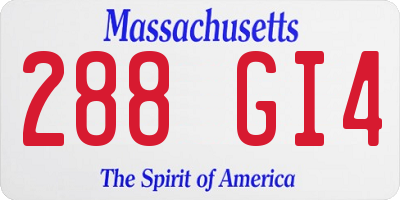 MA license plate 288GI4