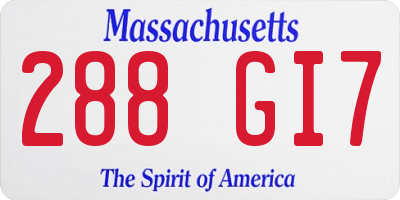 MA license plate 288GI7