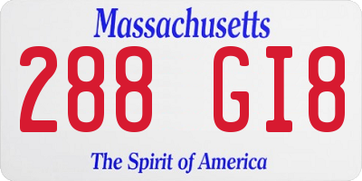 MA license plate 288GI8