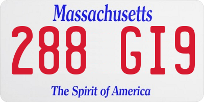 MA license plate 288GI9