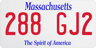 MA license plate 288GJ2