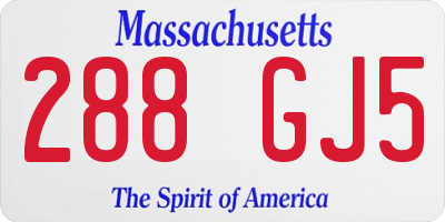 MA license plate 288GJ5