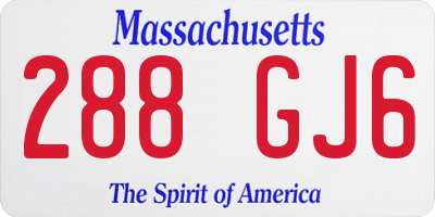 MA license plate 288GJ6
