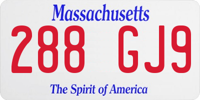 MA license plate 288GJ9