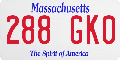 MA license plate 288GK0