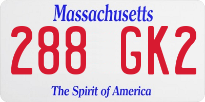 MA license plate 288GK2