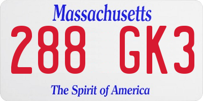 MA license plate 288GK3