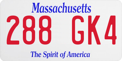 MA license plate 288GK4