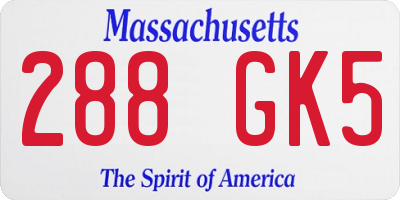 MA license plate 288GK5