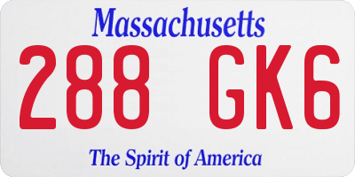 MA license plate 288GK6