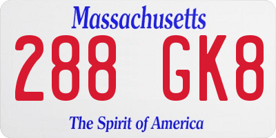 MA license plate 288GK8