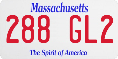 MA license plate 288GL2