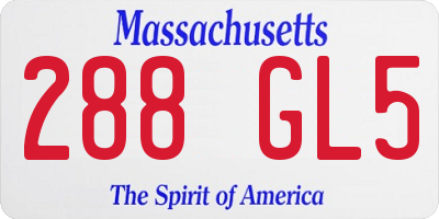 MA license plate 288GL5