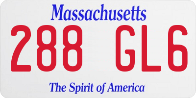 MA license plate 288GL6