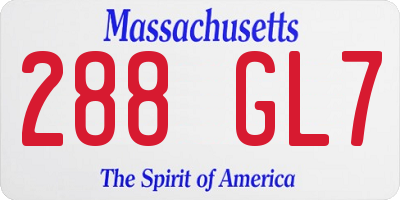 MA license plate 288GL7
