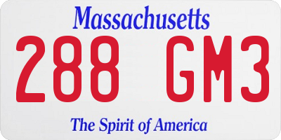 MA license plate 288GM3