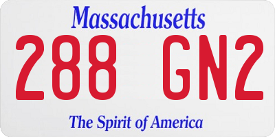 MA license plate 288GN2