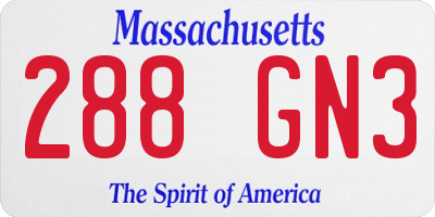 MA license plate 288GN3