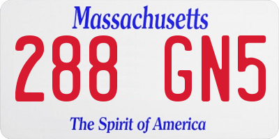 MA license plate 288GN5