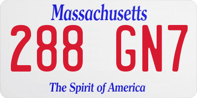 MA license plate 288GN7
