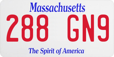 MA license plate 288GN9