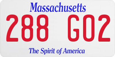 MA license plate 288GO2