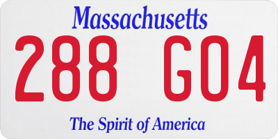 MA license plate 288GO4