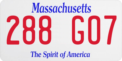 MA license plate 288GO7