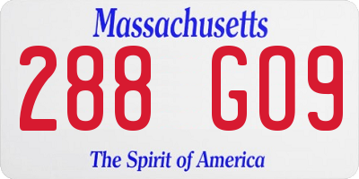MA license plate 288GO9