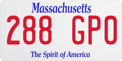 MA license plate 288GP0