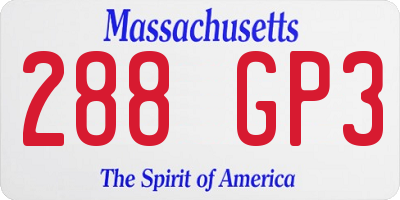 MA license plate 288GP3