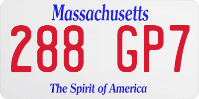 MA license plate 288GP7