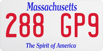 MA license plate 288GP9