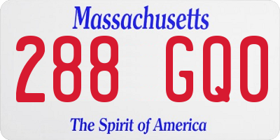 MA license plate 288GQ0