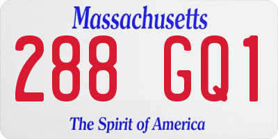 MA license plate 288GQ1