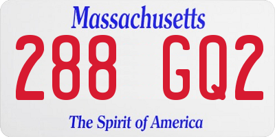 MA license plate 288GQ2