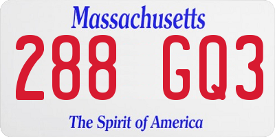 MA license plate 288GQ3