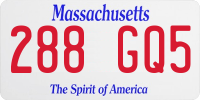 MA license plate 288GQ5